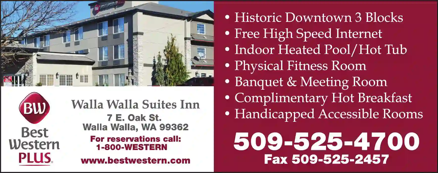 Motels & Hotels print ad for Best Western Plus Walla Walla Suites Inn