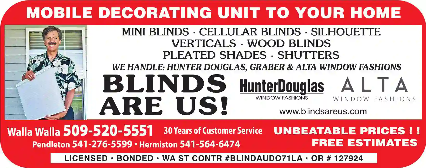 Blinds - Mini & Vertical print ad for Blinds Are Us