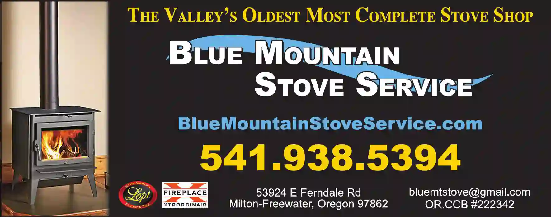 Stoves - Wood, Pellet, Gas, Etc print ad for Blue Mountain Stove Service