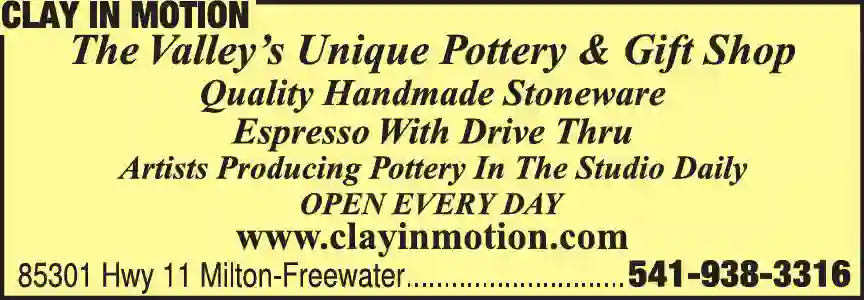 Pottery print ad for Clay In Motion