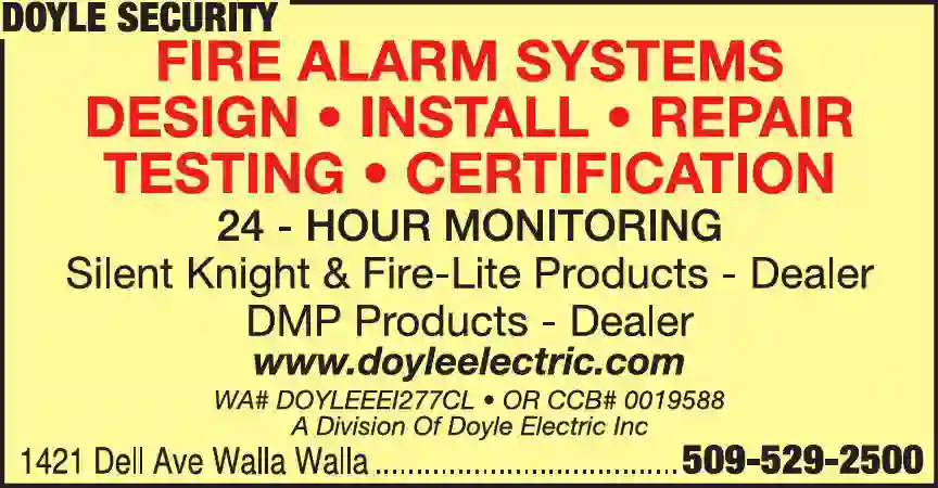 Fire Alarm Systems print ad for Doyle Security