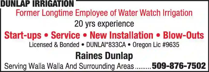 Sprinklers - Garden & Lawn print ad for Dunlap Irrigation
