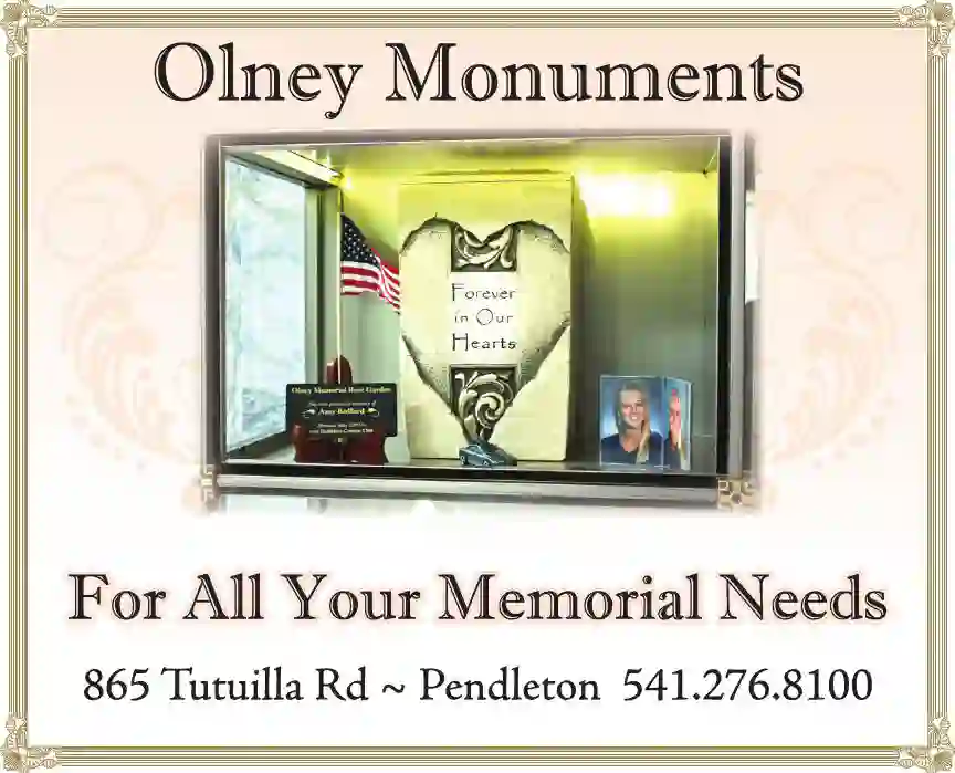 Monuments print ad for Olney Cemetery & Monuments