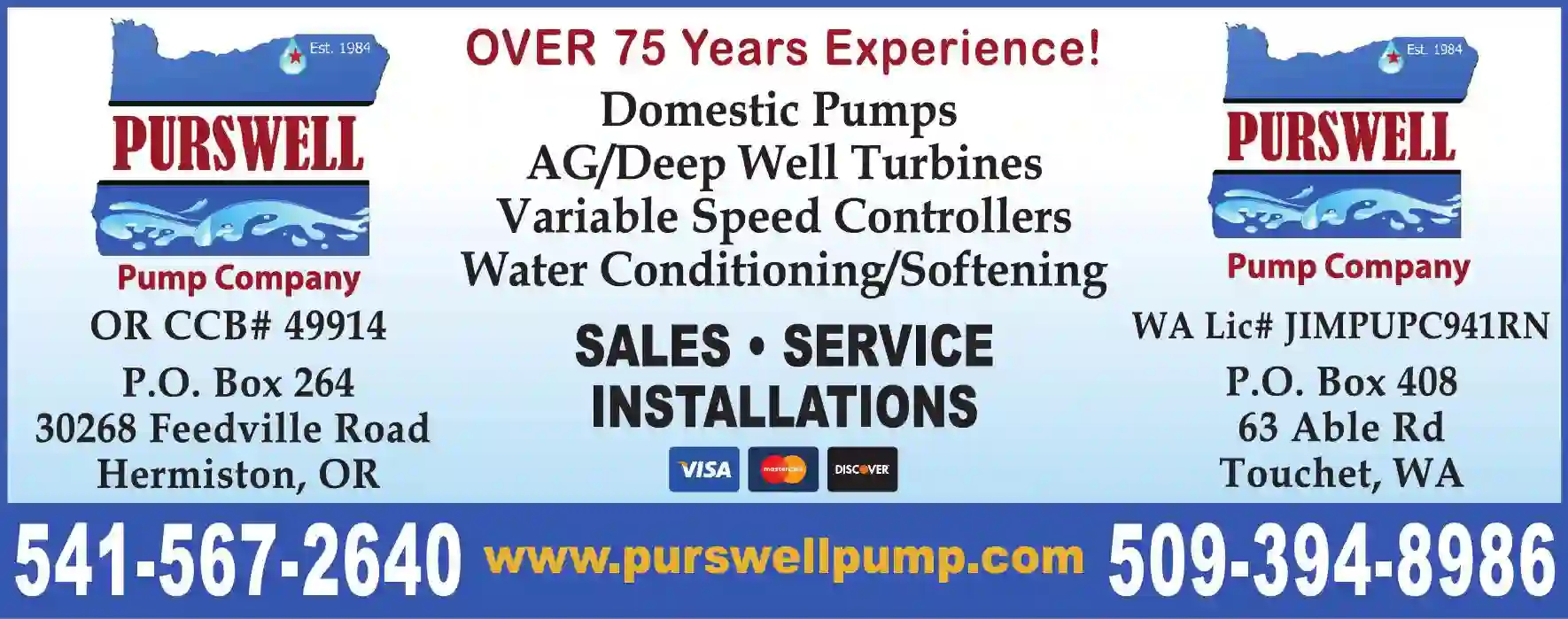 Pumps - Dealers print ad for Purswell Pump Co Inc