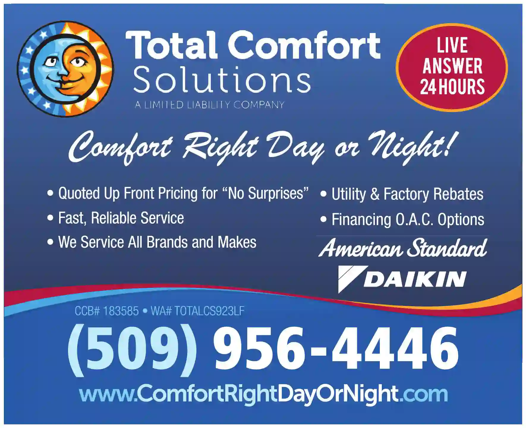 Air Conditioning - Contractors print ad for Total Comfort Solutions LLC