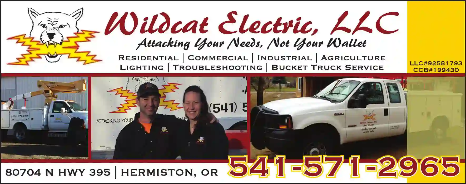 Electric Contractors print ad for Wildcat Electric LLC