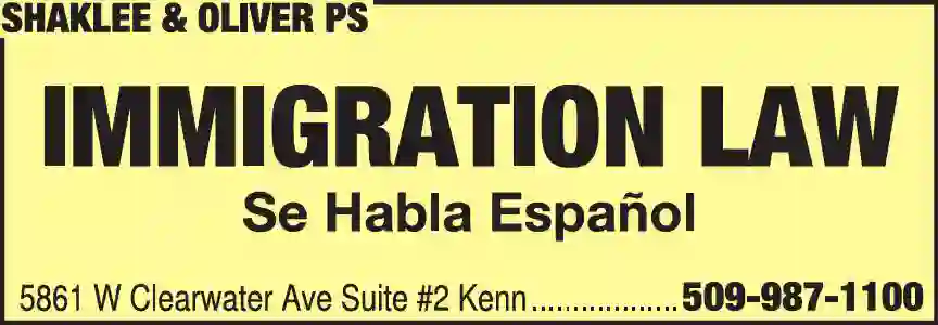 Attorneys - Immigration & Naturalization print ad for Shaklee & Oliver PS