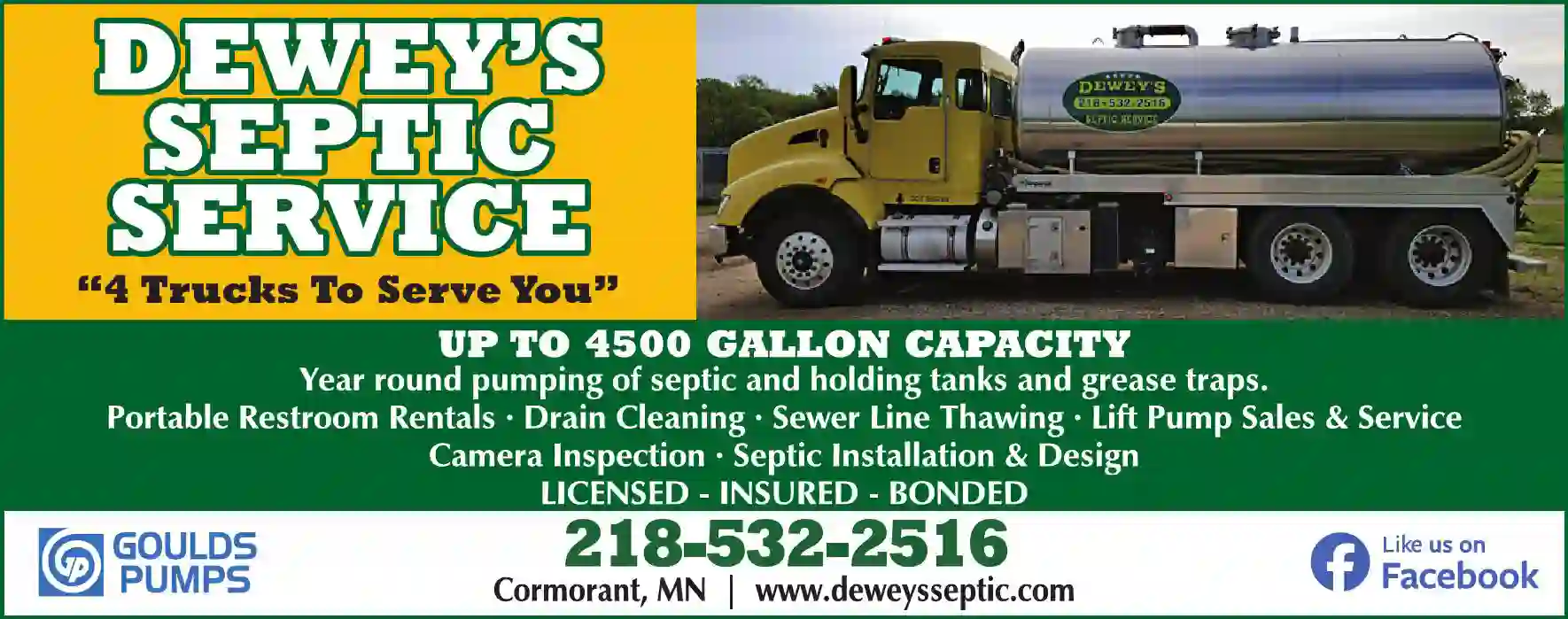 Septic Tanks & Systems - Cleaning print ad for Dewey's Septic Service