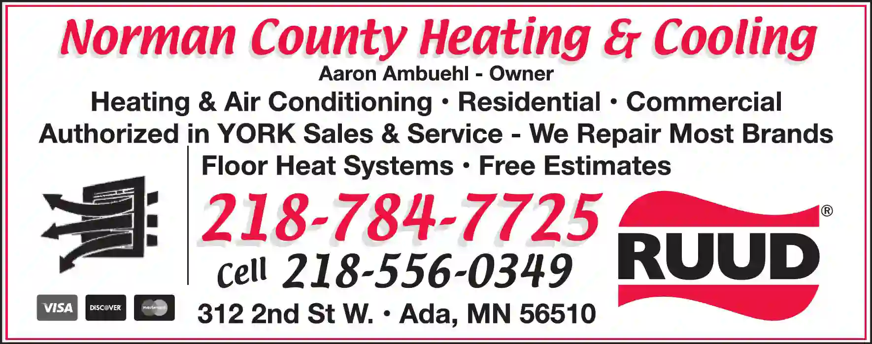 Air Conditioning - Contractors print ad for Norman County Heating & Cooling
