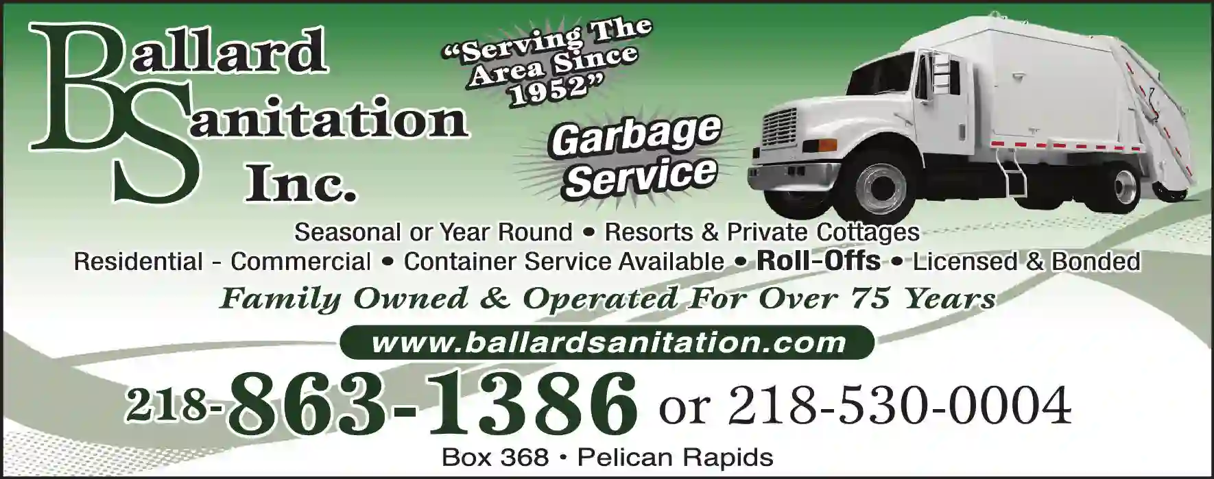 Garbage & Rubbish Collection print ad for Ballard Sanitation Inc
