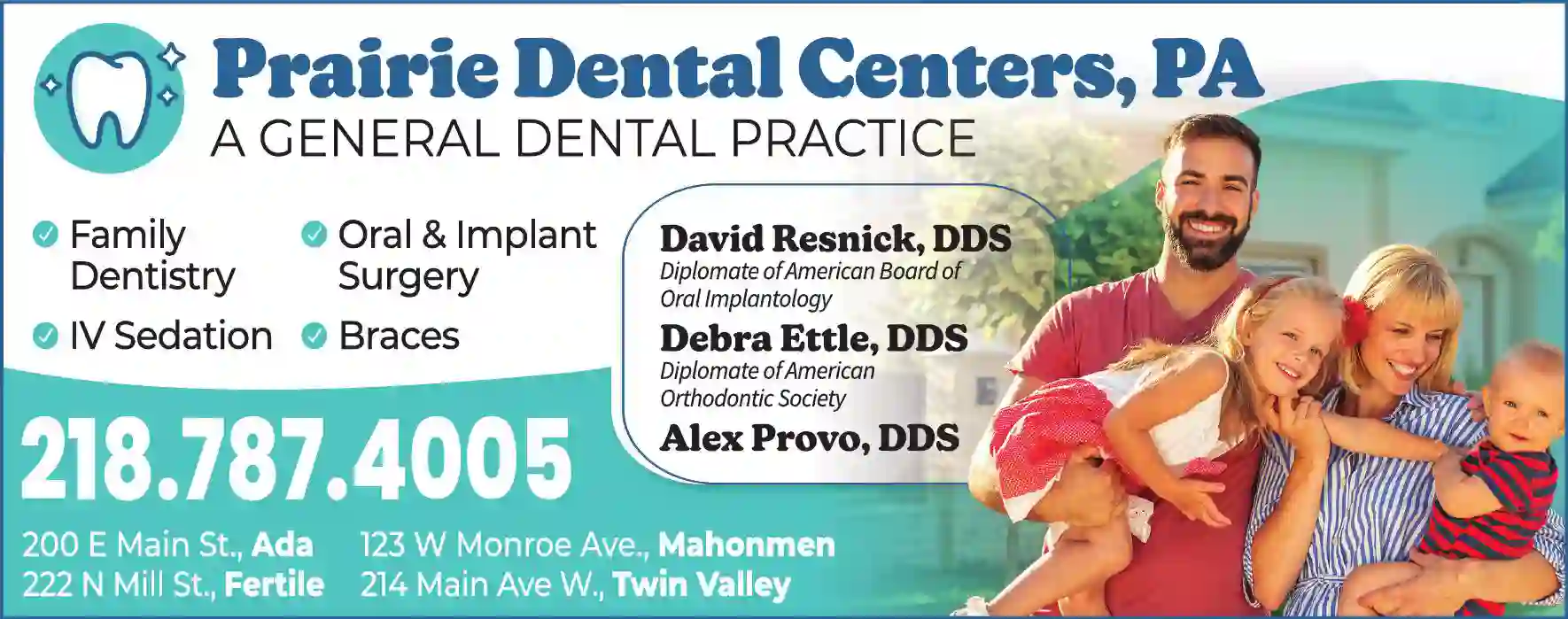 Dentists print ad for Prairie Dental Centers PA
