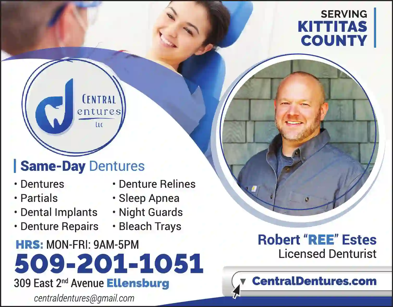 Dentures print ad for Central Dentures LLC