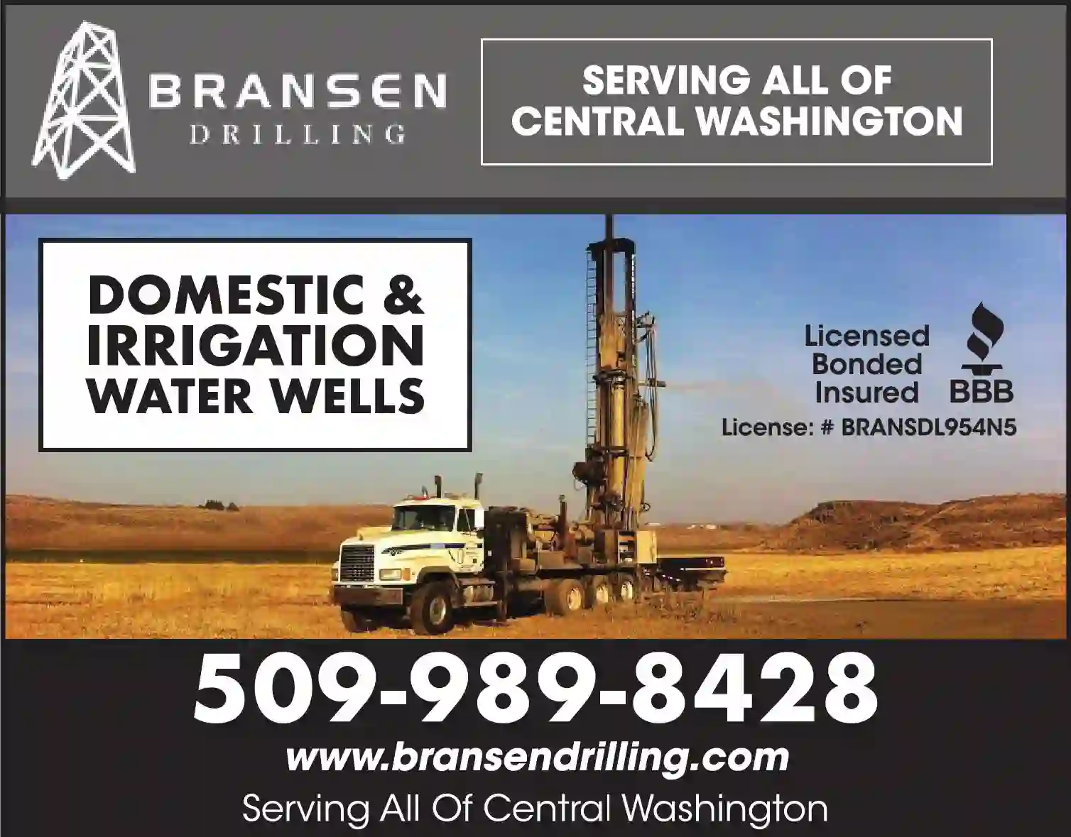 Water Well Drilling - Equipment & Service print ad for Bransen Drilling