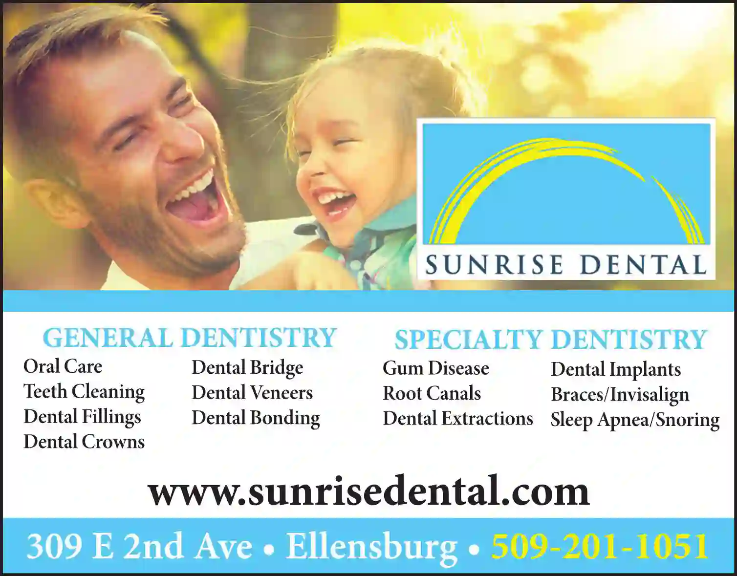 Dentists print ad for Sunrise Dental