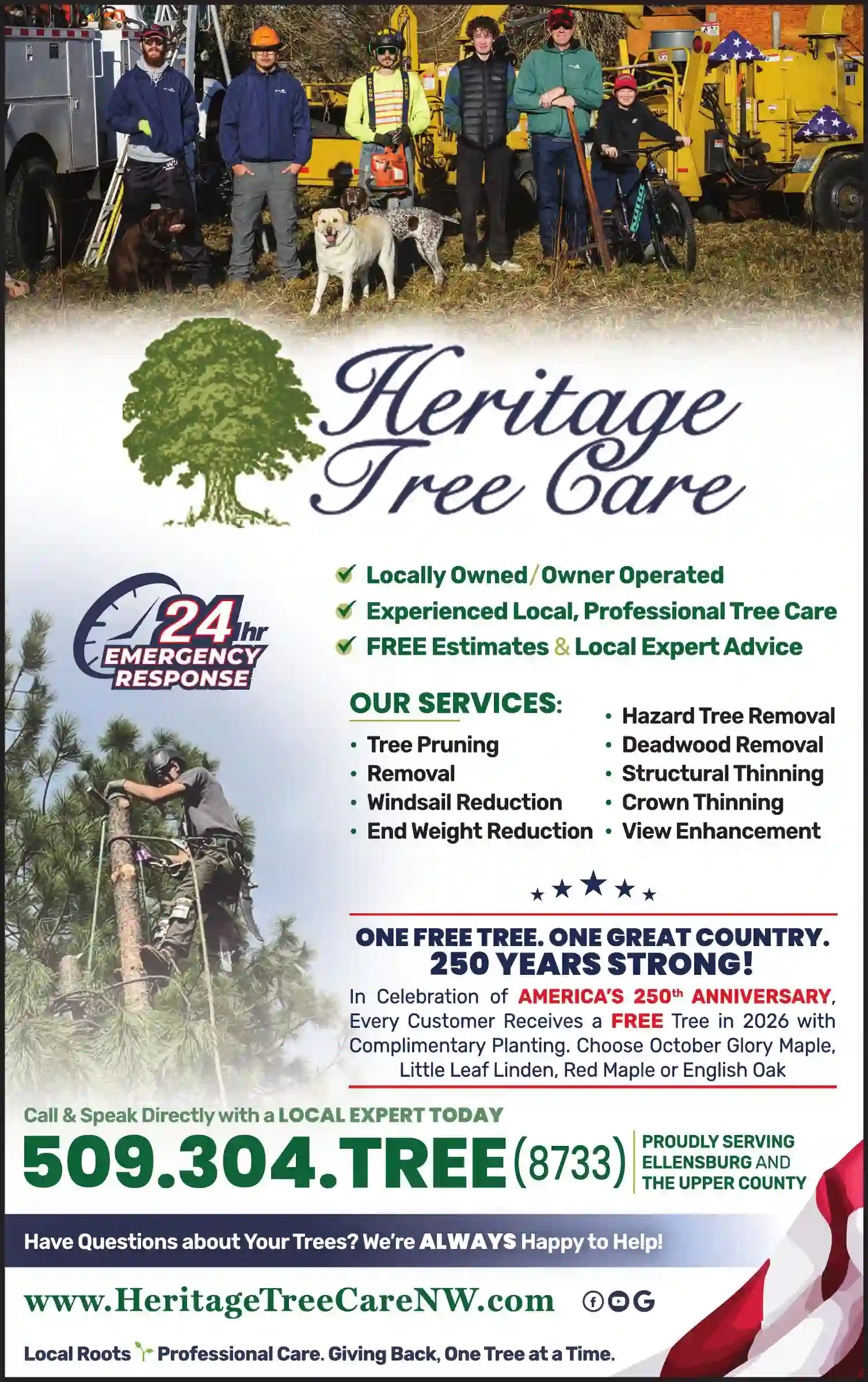 Tree Service print ad for Heritage Tree Care LLC