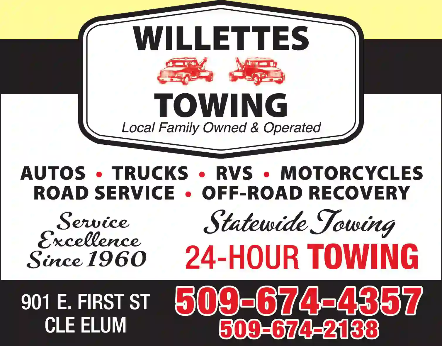 Towing - Automotive print ad for Willettes Towing