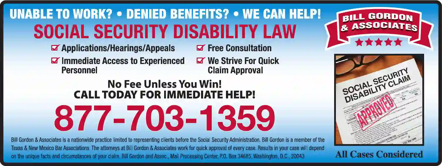 Attorneys print ad for Bill Gordon & Associates
