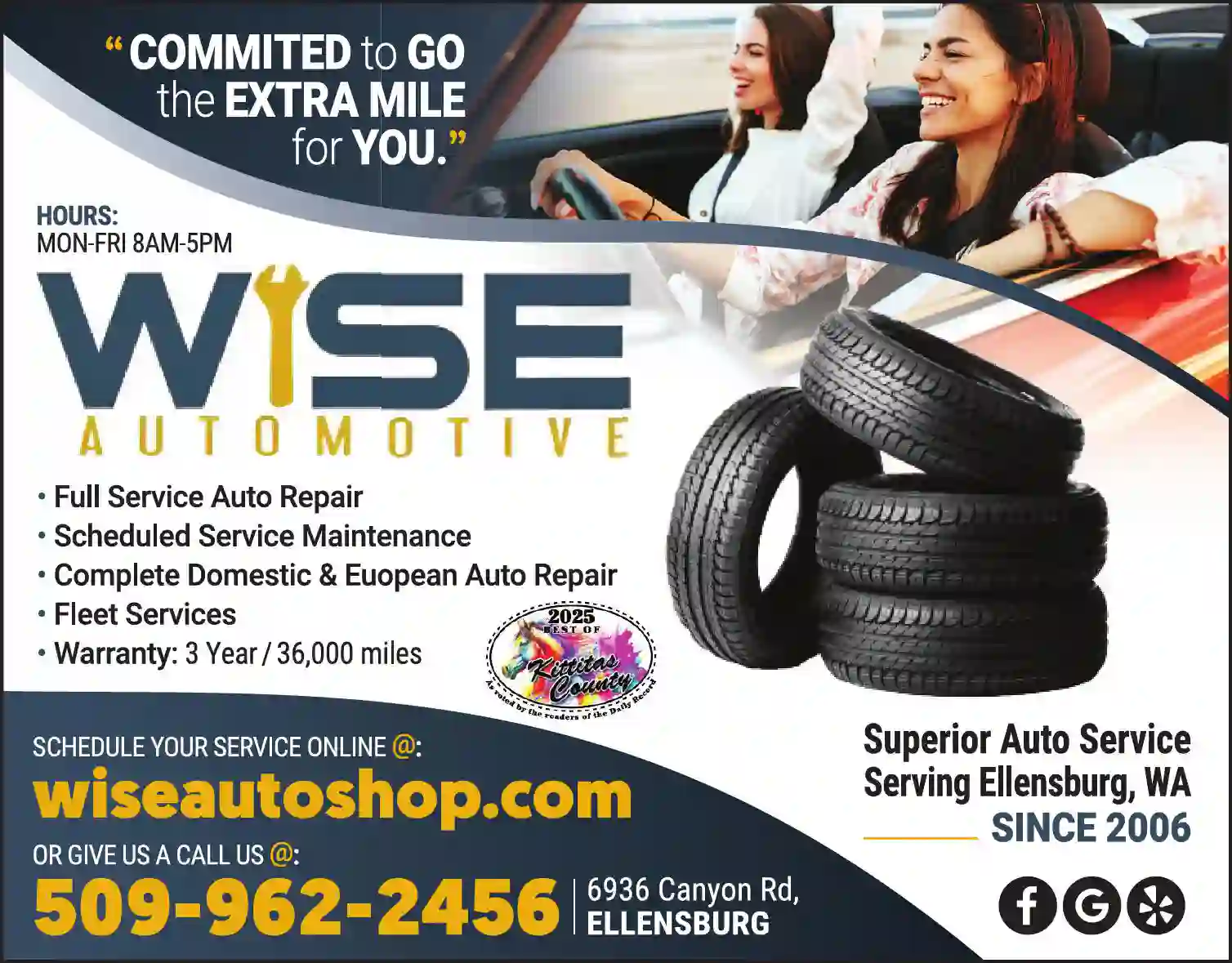 Auto Repair & Service print ad for Wise Automotive