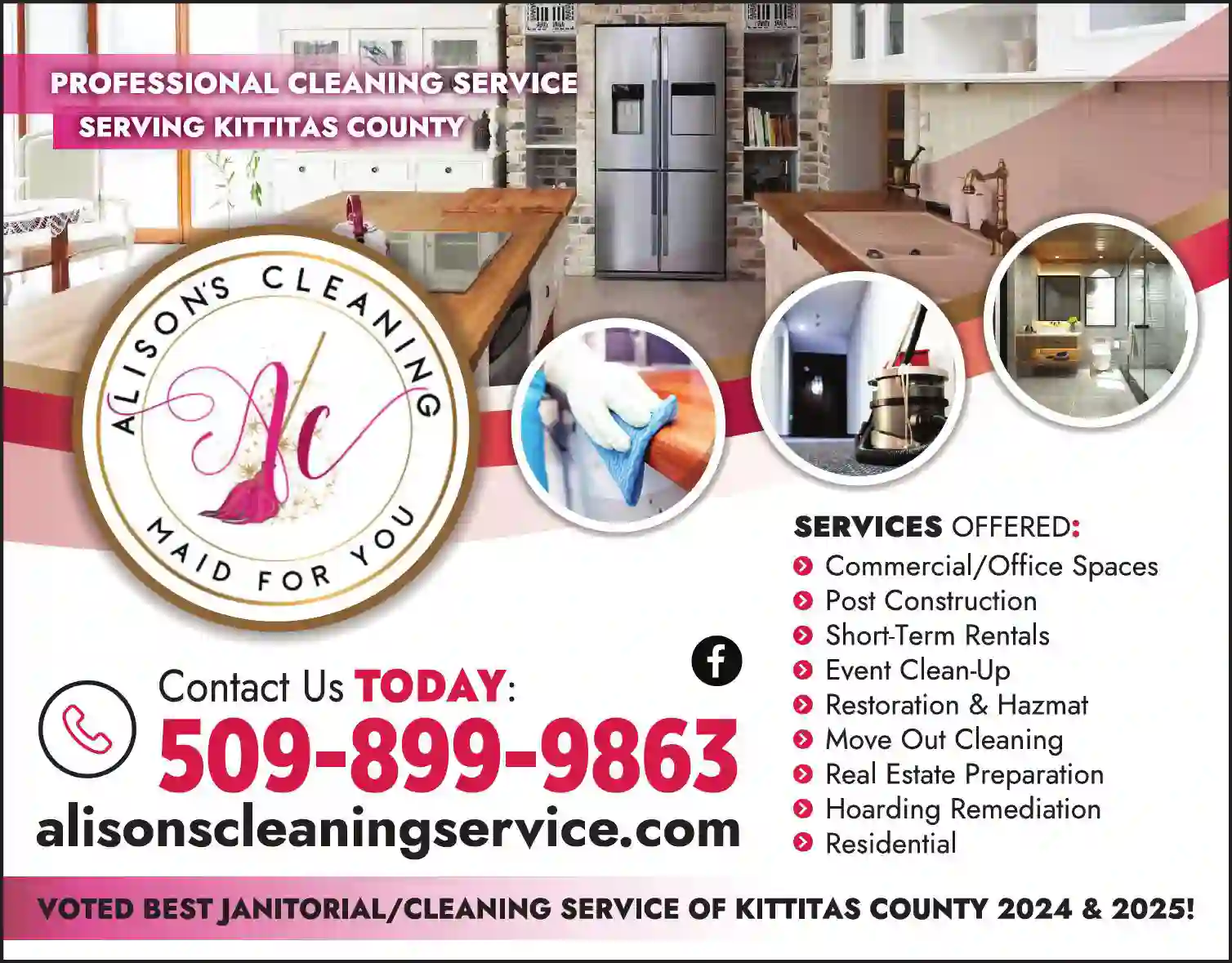 Janitor Service print ad for Alison's Cleaning Service