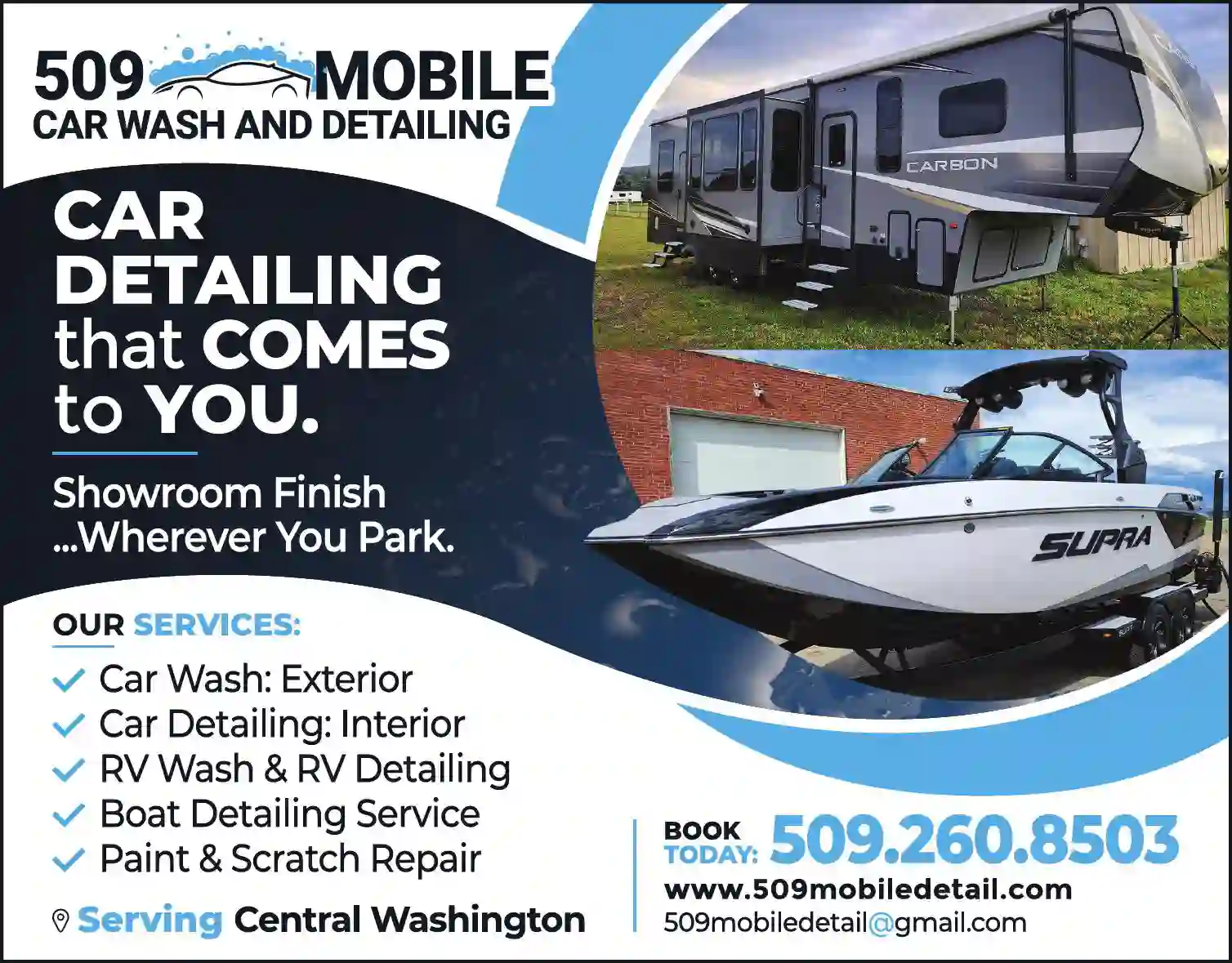 Boat Detailing print ad for 509 Mobile Detail LLC