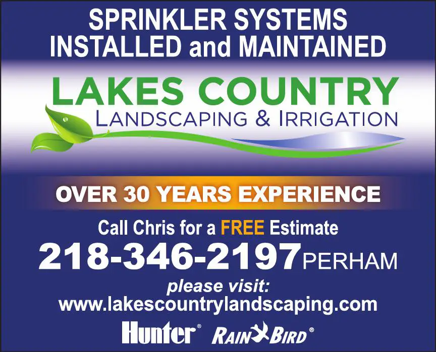 Sprinklers - Garden & Lawn print ad for Lakes Country Landscaping & Irrigation