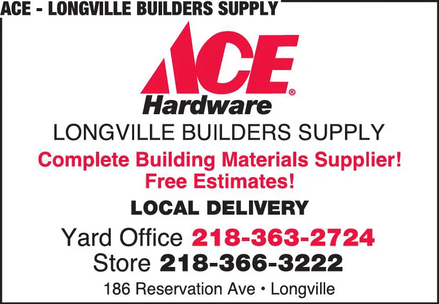 Lumber - Retail print ad for Ace-Longville Builders Supply