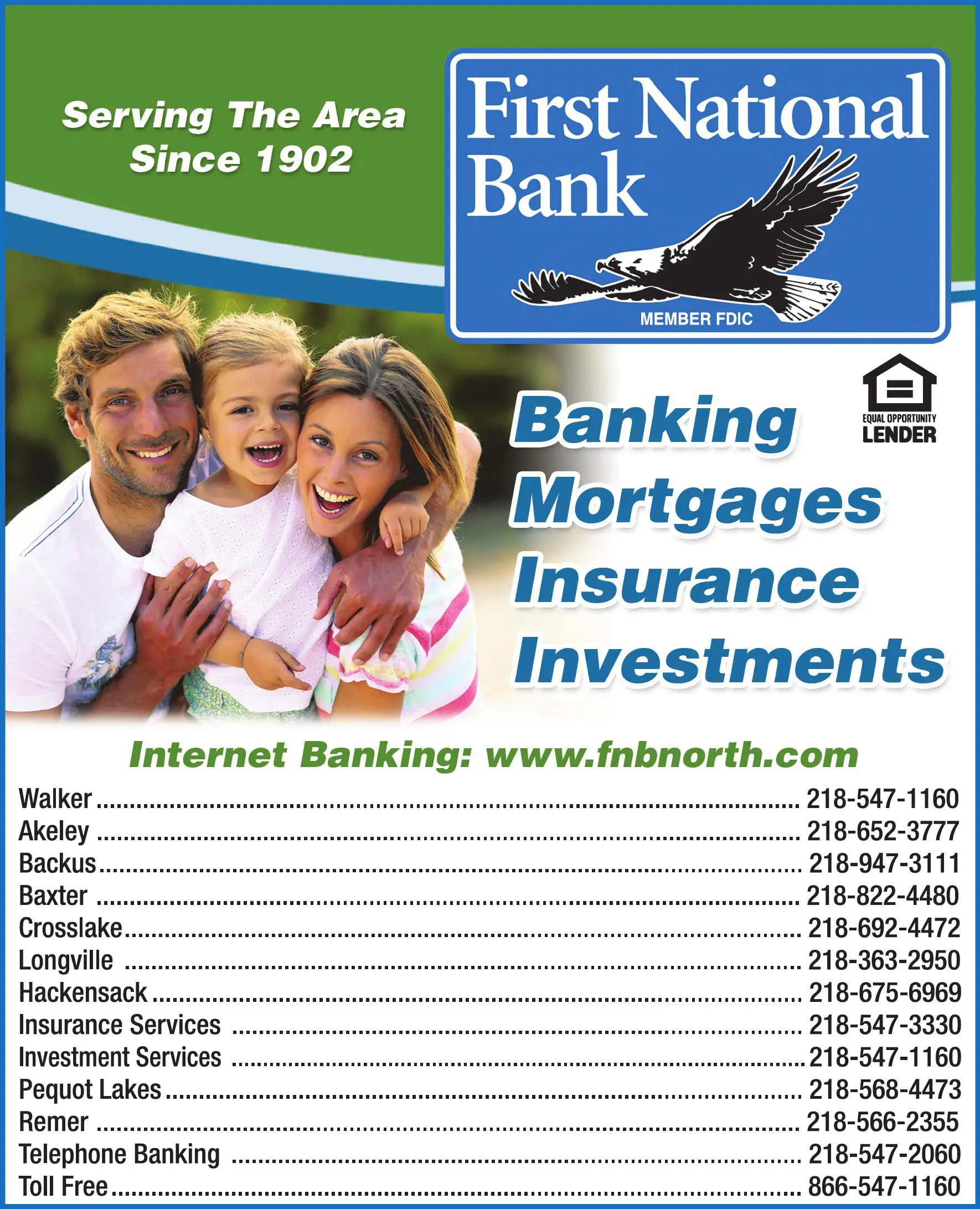 Banks print ad for First National Bank
