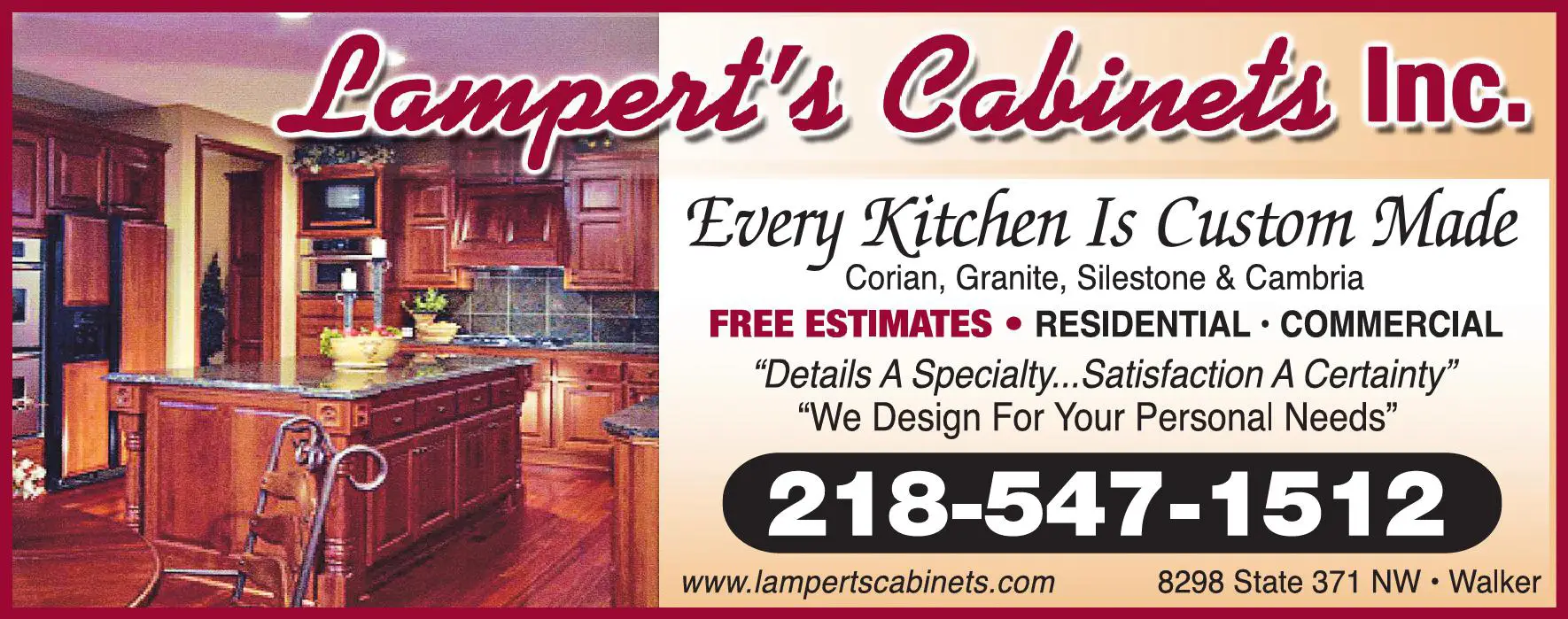 Cabinets & Cabinet Makers print ad for Lampert's Cabinets Inc
