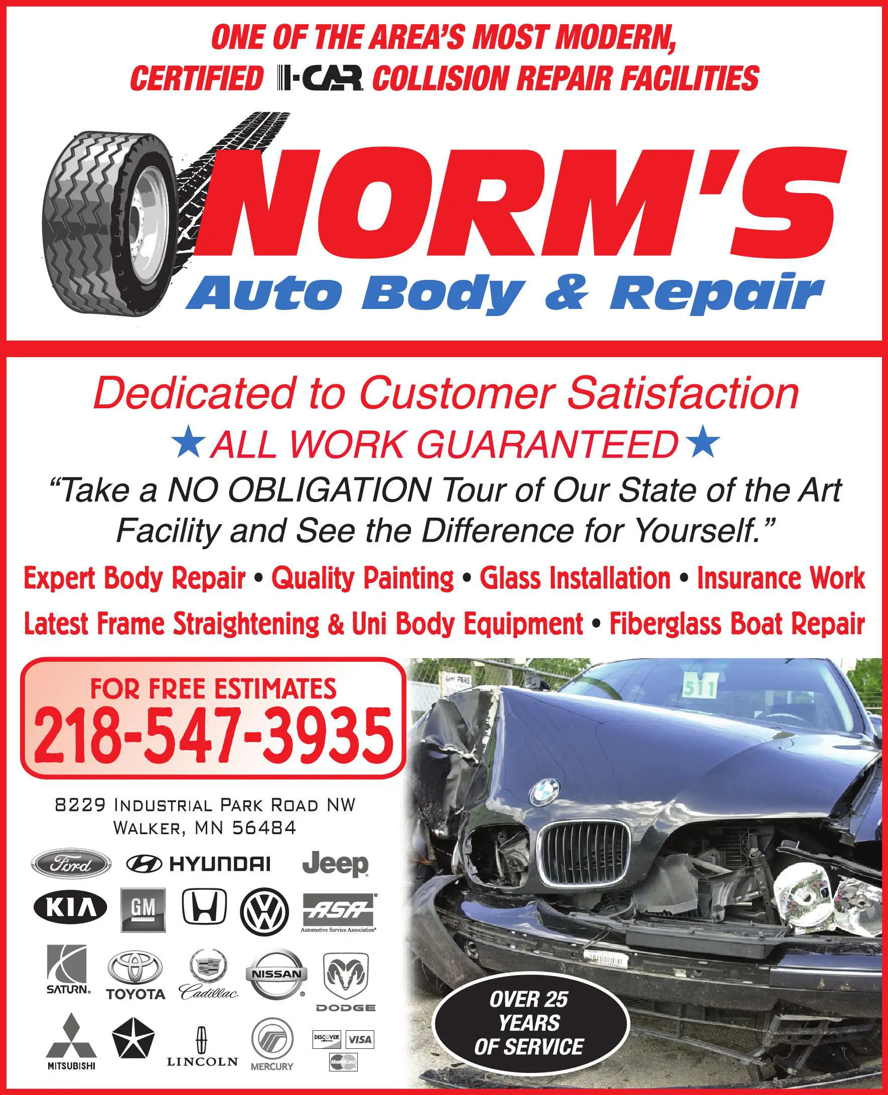 Auto Body Repair & Paint print ad for Norm's Auto Repair Center LLC