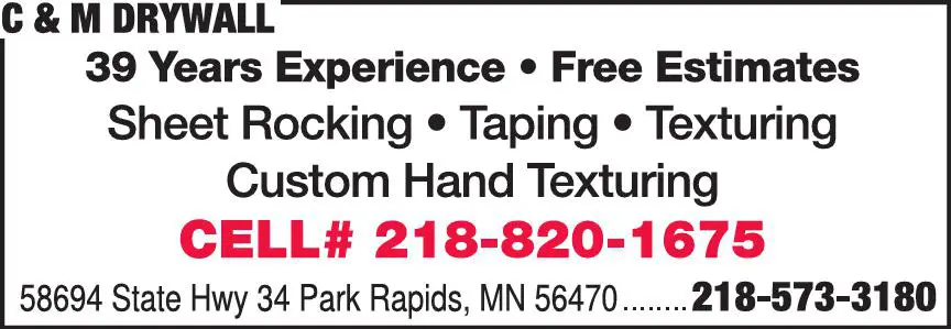Drywall Contractors print ad for C & M Drywall