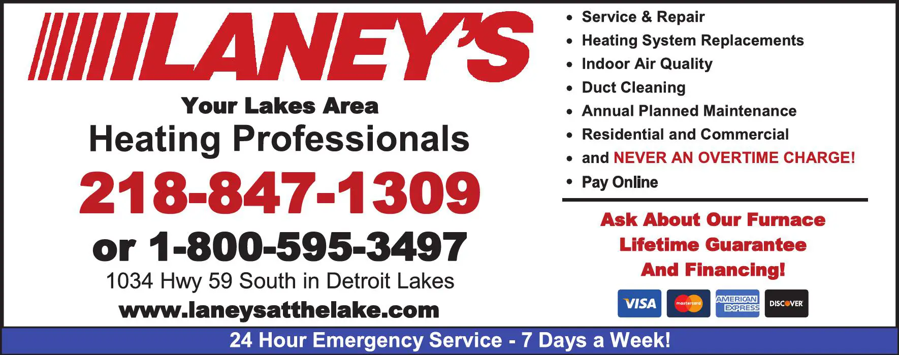 Heating Contractors print ad for Laney's Mechanical Inc