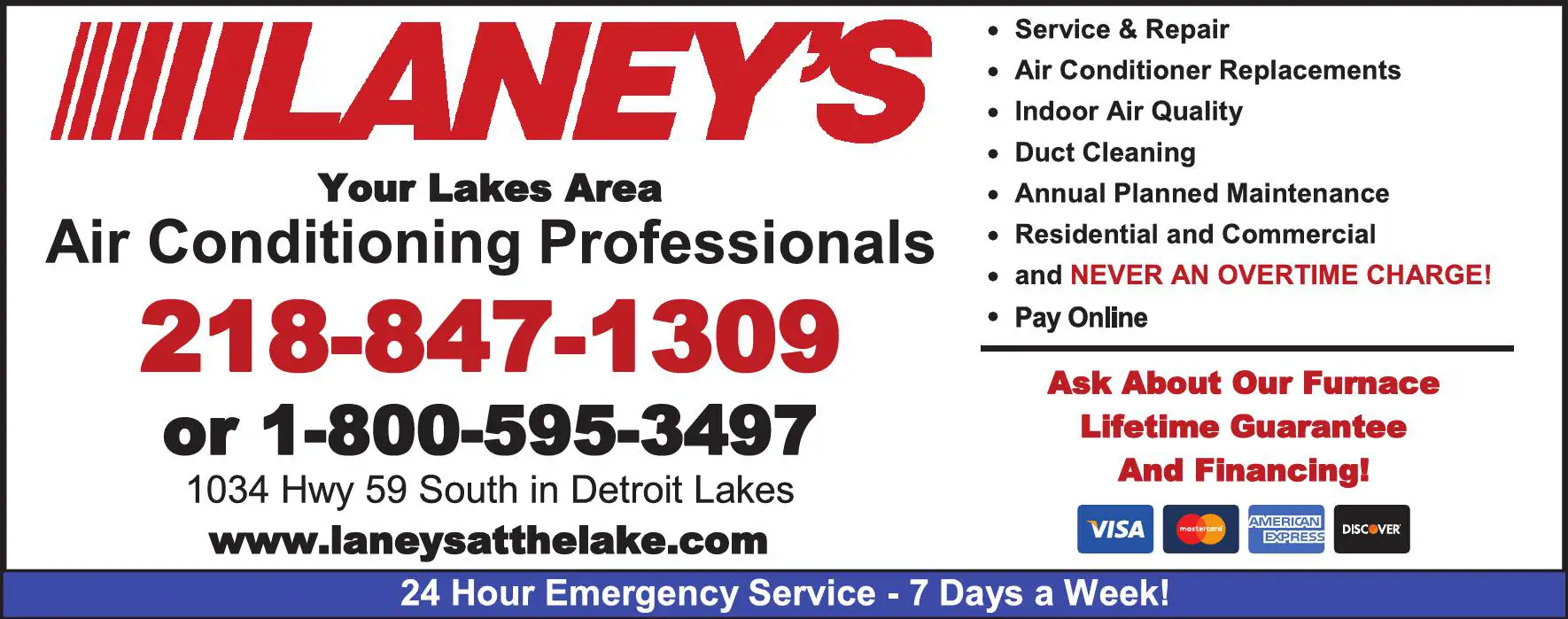 Air Conditioning - Contractors print ad for Laney's Mechanical Inc