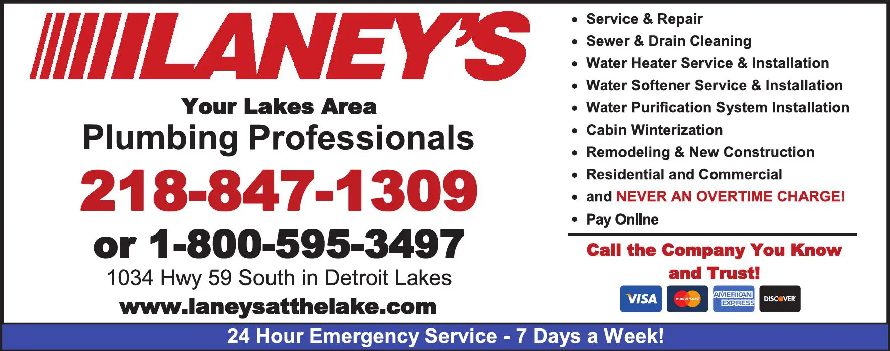 Plumbing Contractors print ad for Laney's Mechanical Inc