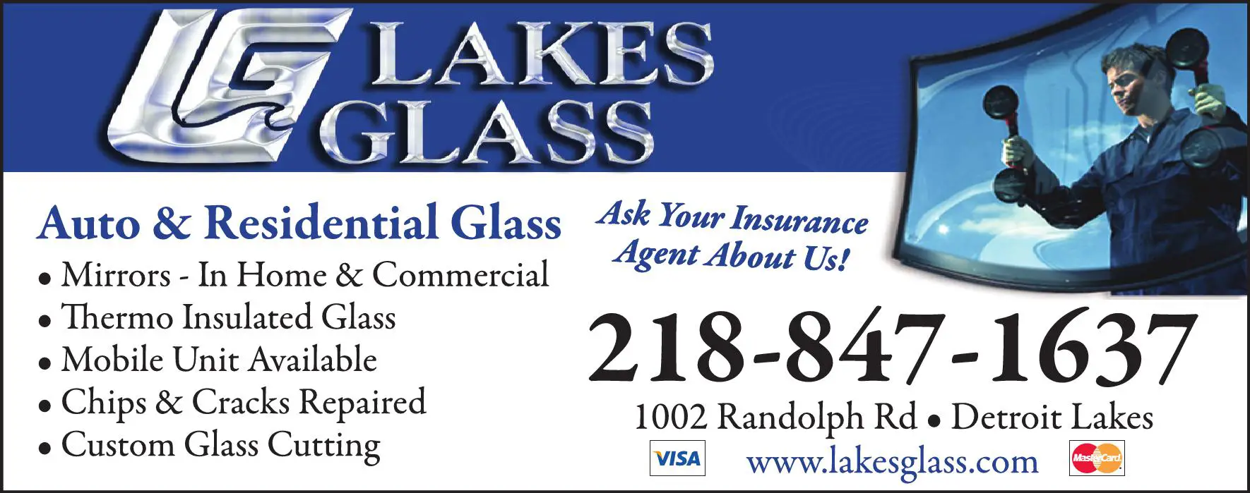 Glass - Auto, Plate, Window print ad for Lakes Glass