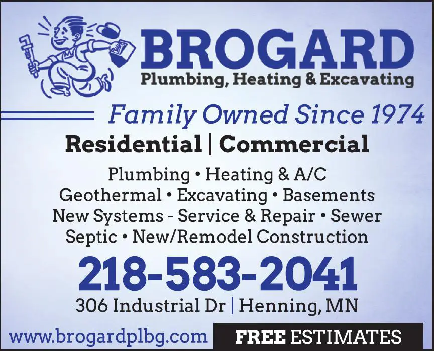 Plumbing Contractors print ad for Brogard Plumbing ^ Heating ^ AC & Excavating