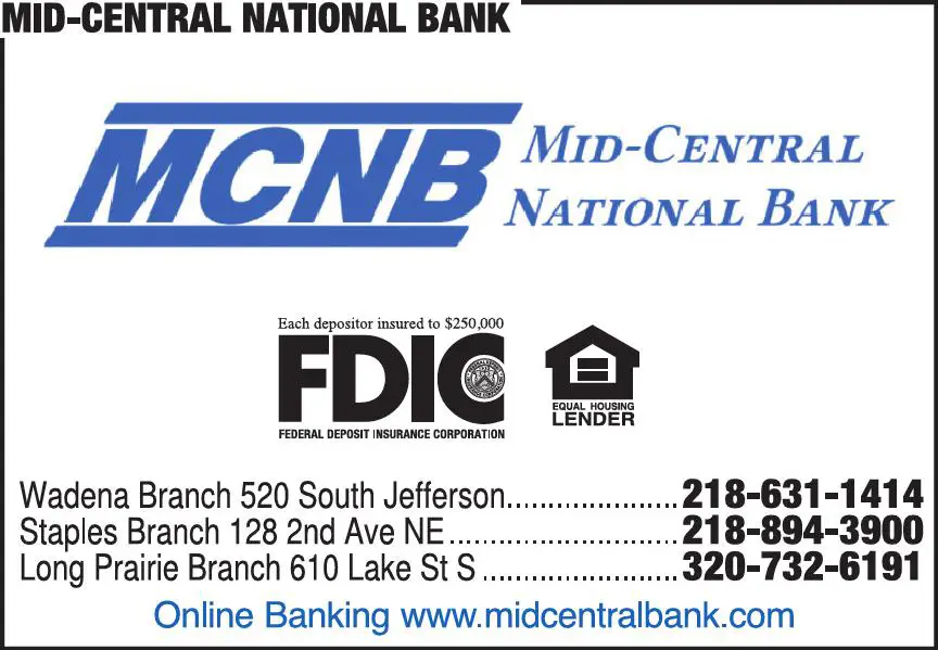 Banks print ad for Mid-Central National Bank