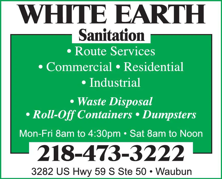 Garbage & Rubbish Collection print ad for White Earth Sanitation
