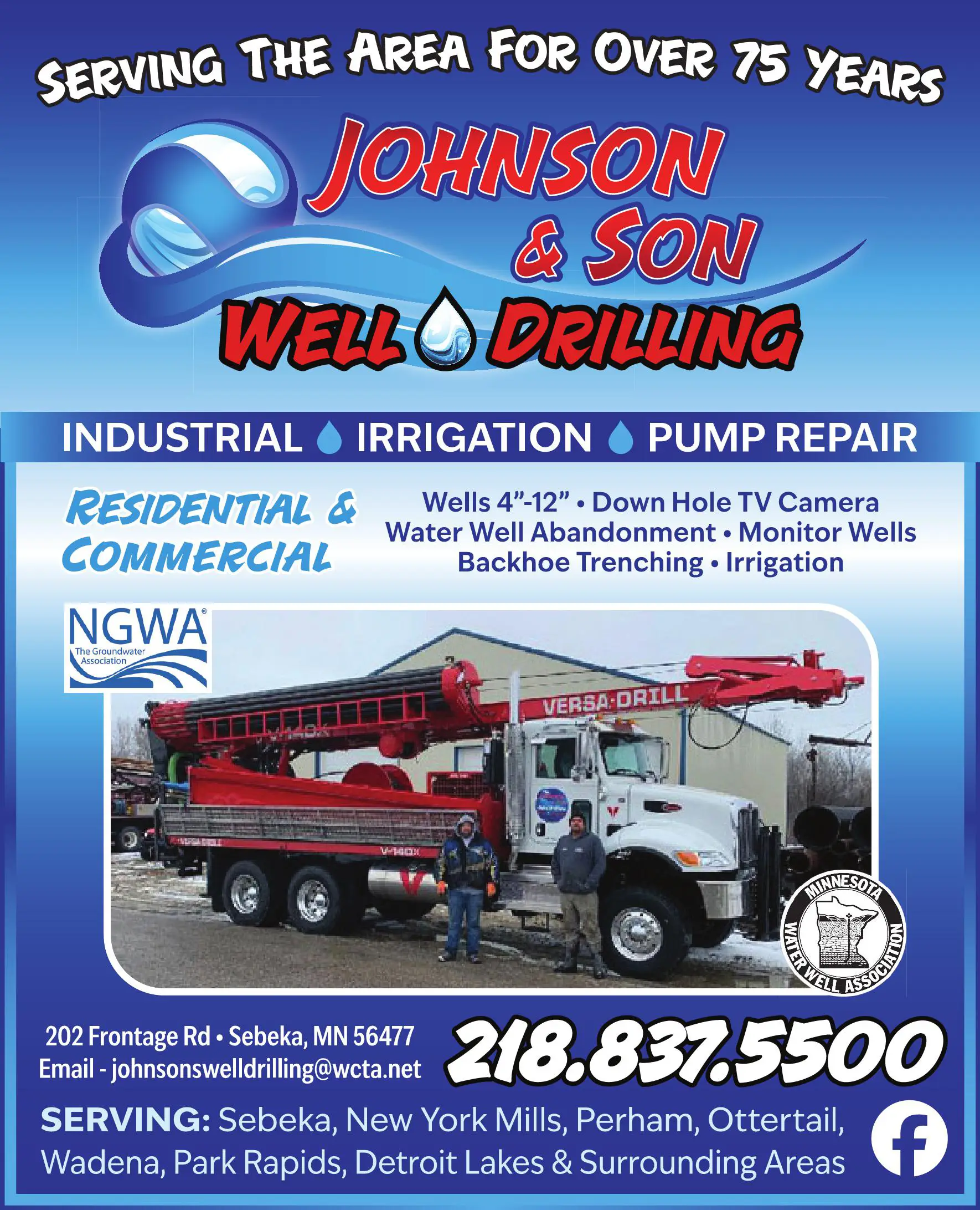 Well Drilling & Service print ad for Johnson & Son Well Drilling