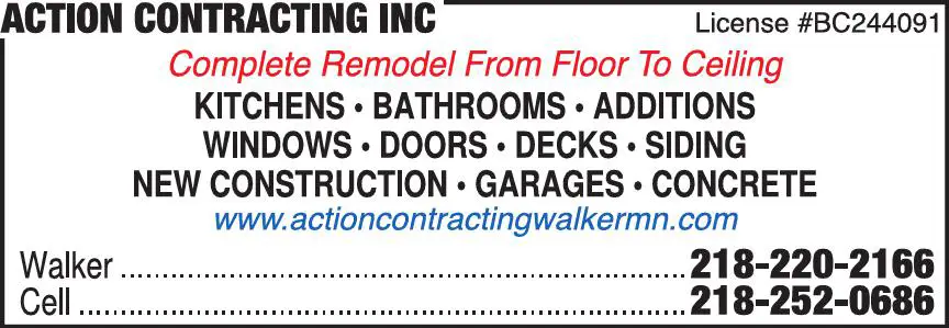 Contractors - Remodel & Repair print ad for Action Contracting Inc