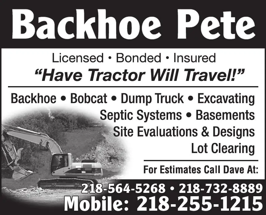 Septic Tanks & Systems - Contractors, Designers & Dealers print ad for Backhoe Pete