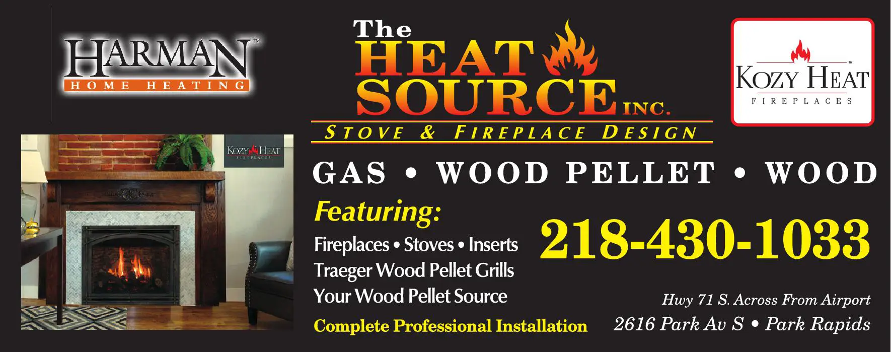 Fireplaces print ad for Heat Source Inc The