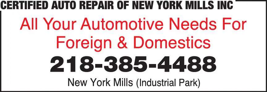 Brakes print ad for Certified Auto Repair Of New York Mills Inc