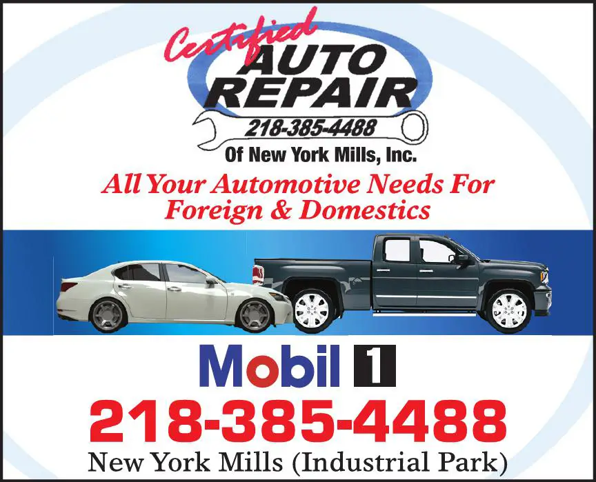 Auto Oil & Lube print ad for Certified Auto Repair Of New York Mills Inc