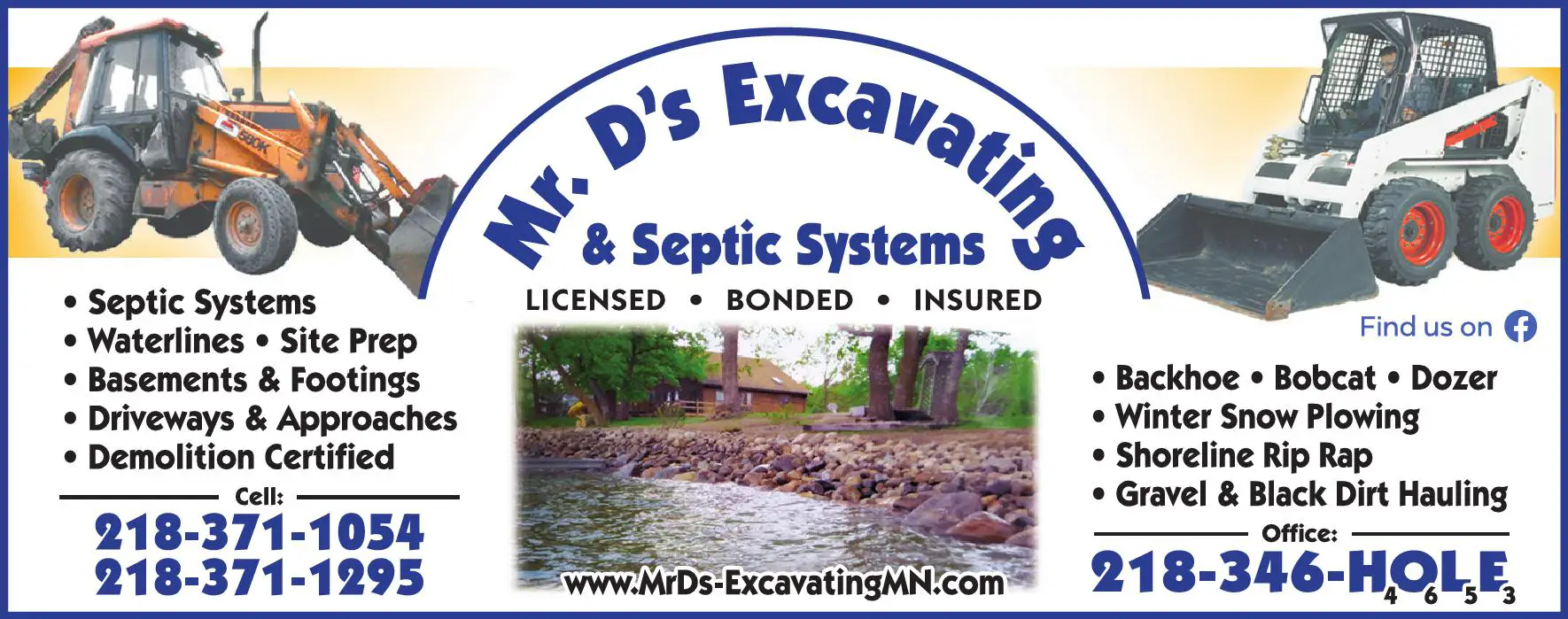 Septic Tanks & Systems - Contractors, Designers & Dealers print ad for Mr D's Excavating