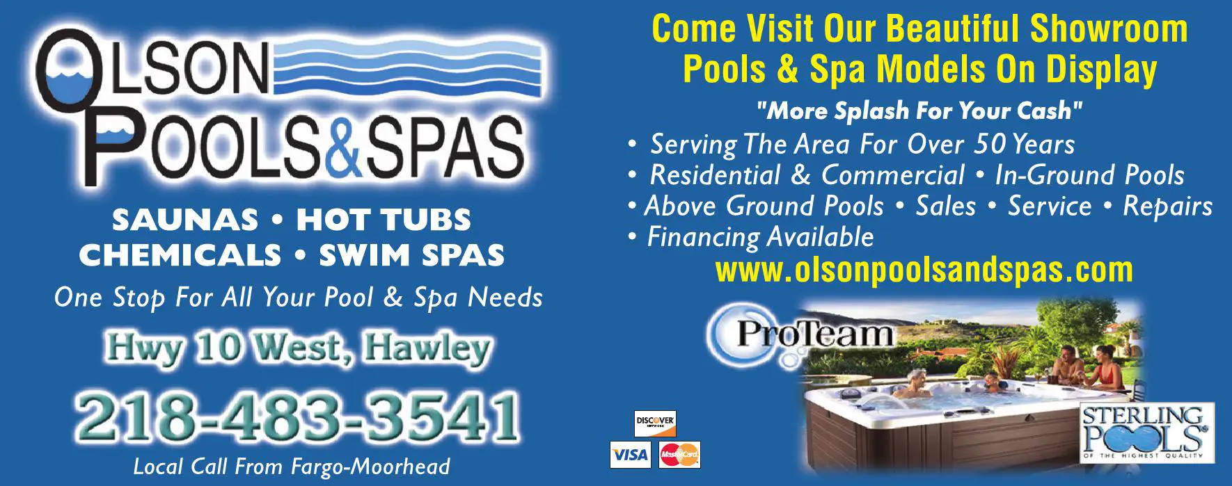 Spas & Hot Tubs - Dealers print ad for Olson Pools & Spas