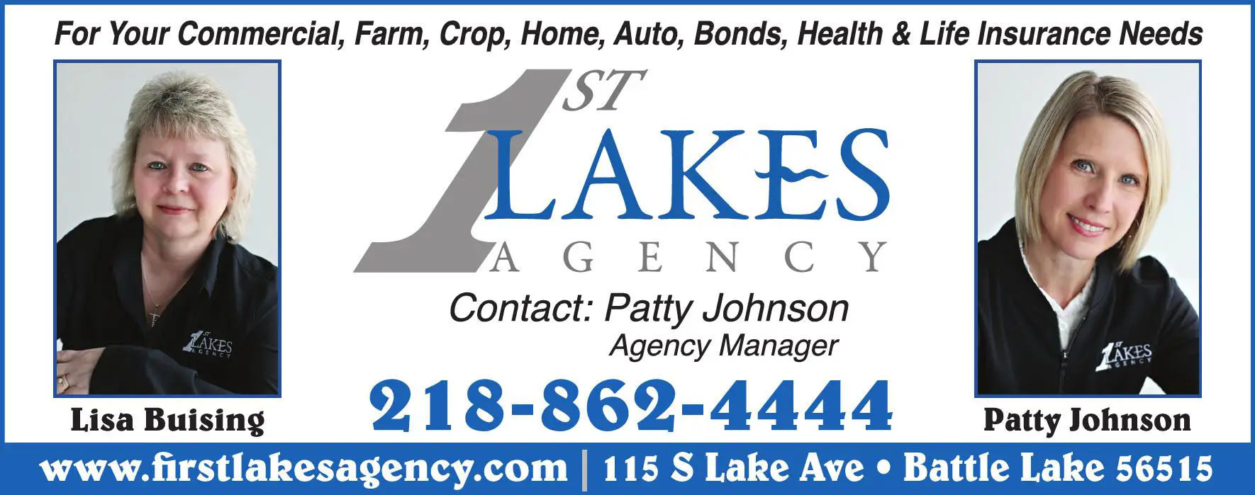 Insurance print ad for First Lakes Agency
