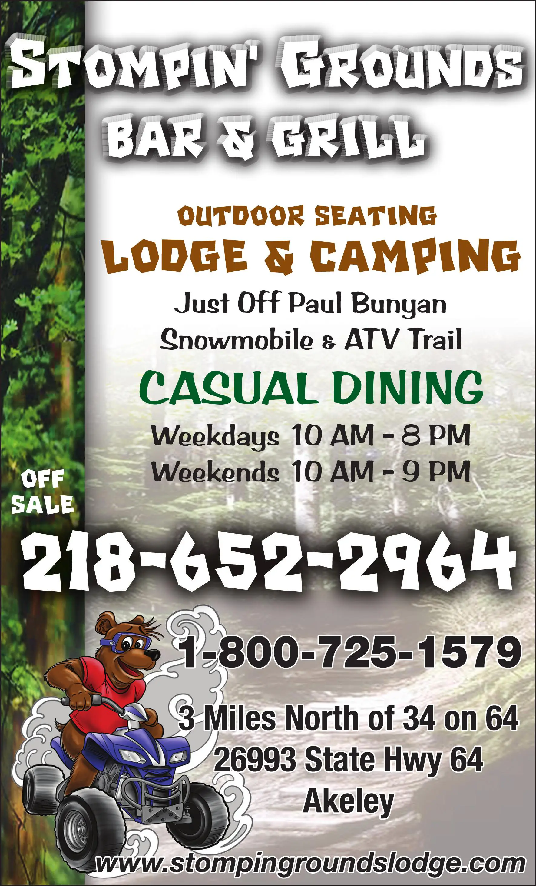 Restaurants print ad for Stompin' Grounds Bar & Grill