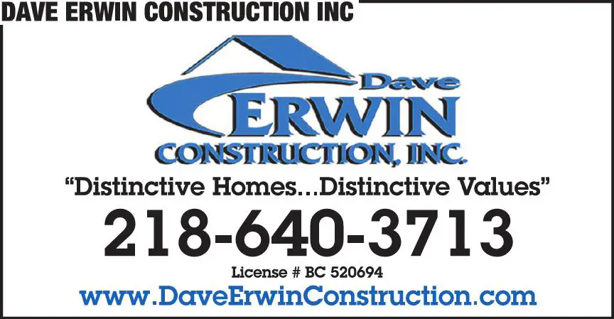 Contractors - General print ad for Dave Erwin Construction Inc