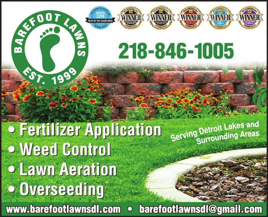 Lawn & Grounds Maintenance print ad for Barefoot Lawns LLC