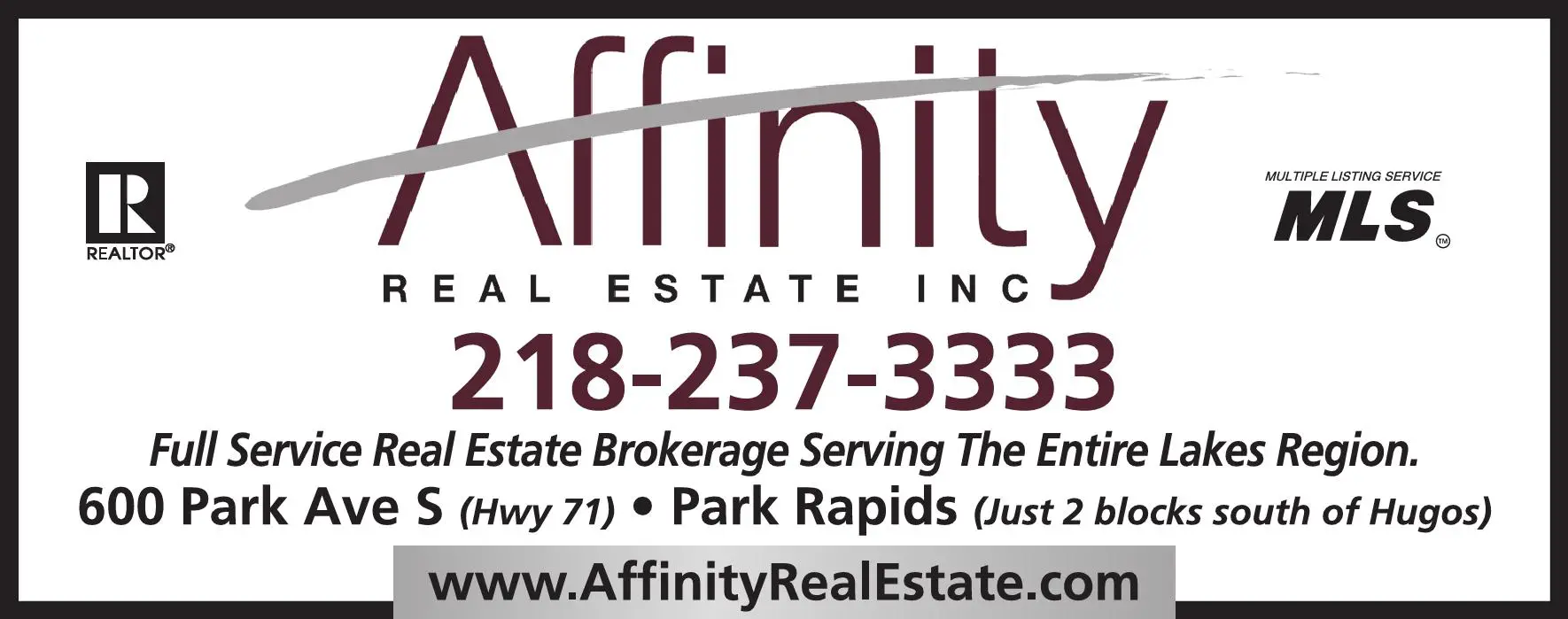 Real Estate print ad for Affinity Real Estate Inc